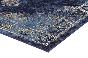 Arya Navy Distressed Contemporary Rug - Floorsome - Traditional