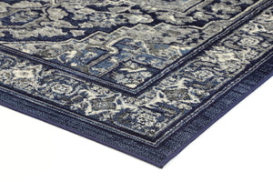 Arya Navy Transistional Traditional Rug - Floorsome - Traditional