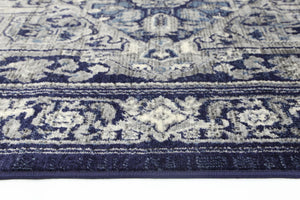 Arya Navy Transistional Traditional Rug - Floorsome - Traditional