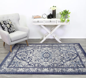 Arya Navy Transistional Traditional Rug - Floorsome - Traditional