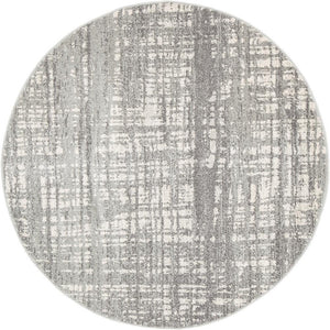 Ashley Abstract Modern Silver Grey Round Rug - Floorsome - Modern