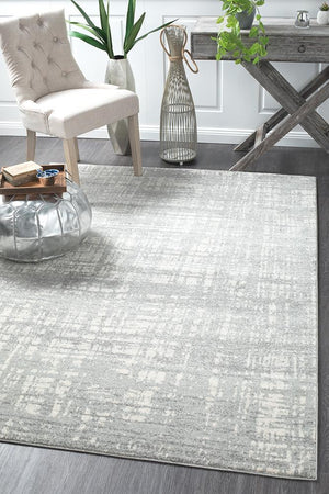 Ashley Abstract Modern Silver Grey Rug - Floorsome - Modern