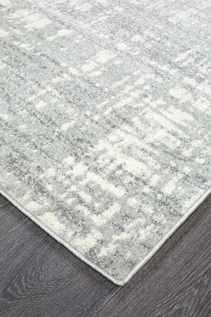 Ashley Abstract Modern Silver Grey Runner Rug - Floorsome - Modern