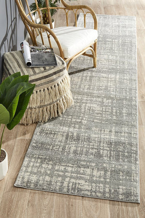 Ashley Abstract Modern Silver Grey Runner Rug - Floorsome - Modern