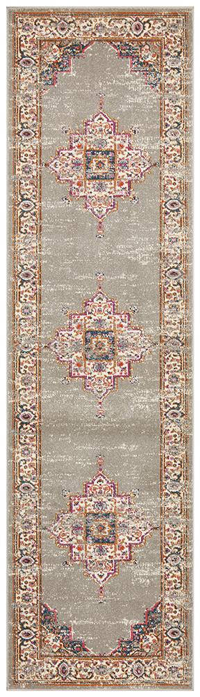 Babil Badra Bohemian Grey Runner Rug - Floorsome - MODERN