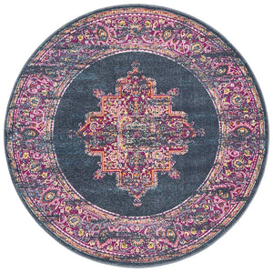 Babil Badra Bohemian Navy Round Rug - Floorsome - MODERN