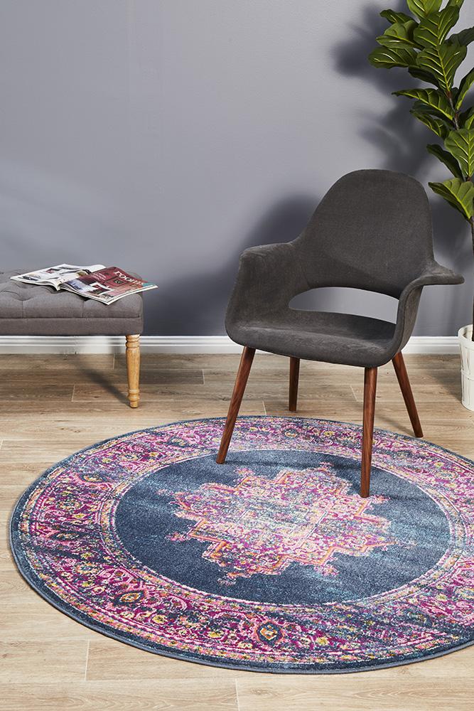 Babil Badra Bohemian Navy Round Rug