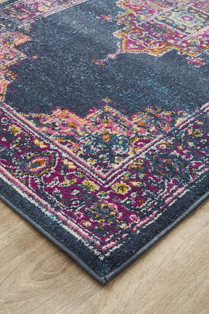 Babil Badra Bohemian Navy Runner Rug - Floorsome - MODERN