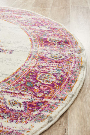 Babil Badra Bohemian Pink Round Rug - Floorsome - MODERN