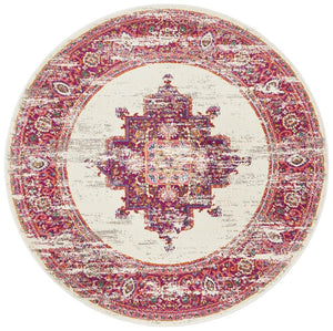 Babil Badra Bohemian Pink Round Rug - Floorsome - MODERN