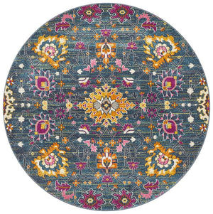 Babil Basra Bohemian Blue Round Rug - Floorsome - MODERN