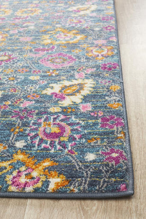 Babil Basra Bohemian Blue Runner Rug - Floorsome - MODERN