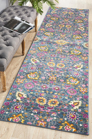 Babil Basra Bohemian Blue Runner Rug - Floorsome - MODERN