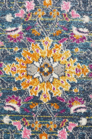 Babil Basra Bohemian Blue Runner Rug - Floorsome - MODERN