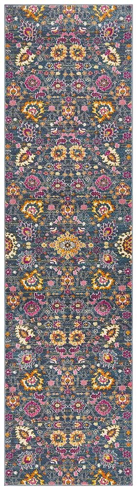 Babil Basra Bohemian Blue Runner Rug - Floorsome - MODERN