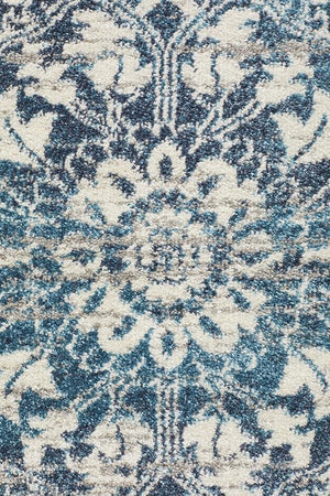 Babil Harran Bohemian Blue Round Rug - Floorsome - MODERN