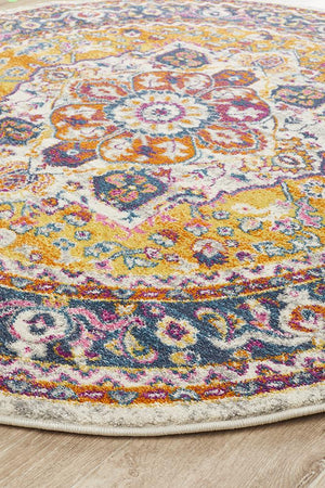 Babil Harran Bohemian Multi Round Rug - Floorsome - MODERN