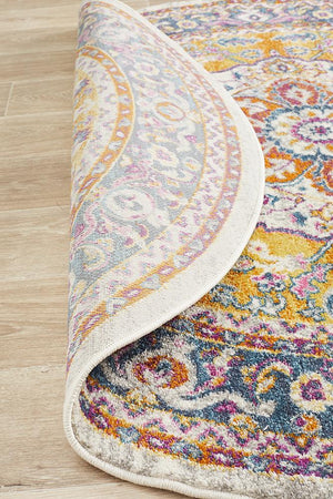 Babil Harran Bohemian Multi Round Rug - Floorsome - MODERN