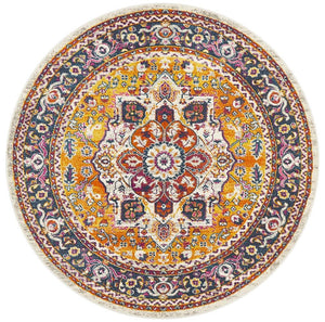 Babil Harran Bohemian Multi Round Rug - Floorsome - MODERN