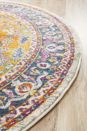 Babil Harran Bohemian Multi Round Rug - Floorsome - MODERN