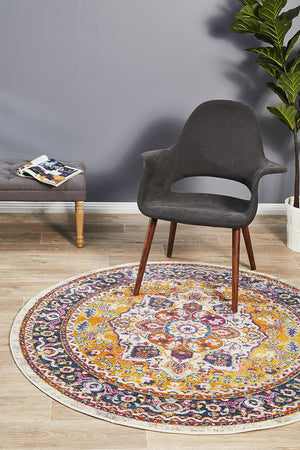 Babil Harran Bohemian Multi Round Rug - Floorsome - MODERN