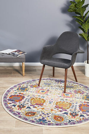 Babil Nuzi Bohemian Multi Round Rug - Floorsome - MODERN