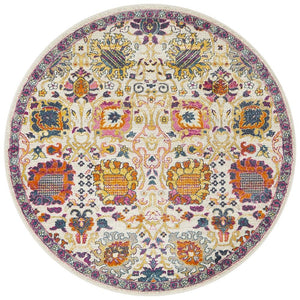 Babil Nuzi Bohemian Multi Round Rug - Floorsome - MODERN