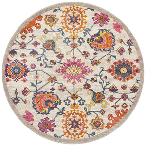 Babil Samarra Bohemian Multi Round Rug - Floorsome - MODERN