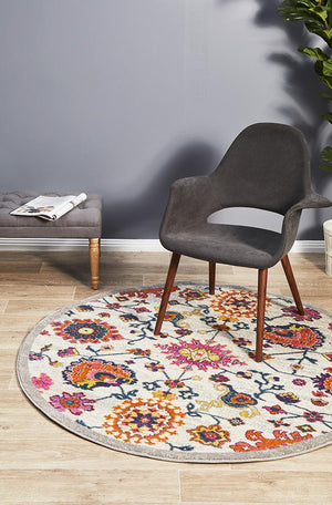 Babil Samarra Bohemian Multi Round Rug - Floorsome - MODERN