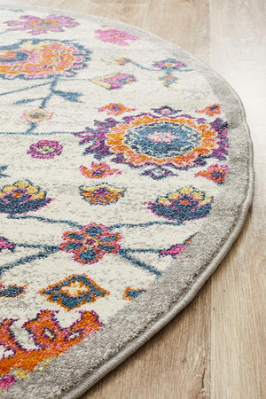 Babil Samarra Bohemian Multi Round Rug - Floorsome - MODERN