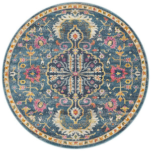 Babil Seleucia Bohemian Navy Round Rug - Floorsome - MODERN