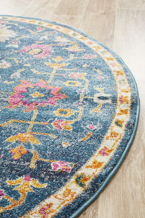 Babil Seleucia Bohemian Navy Round Rug - Floorsome - MODERN