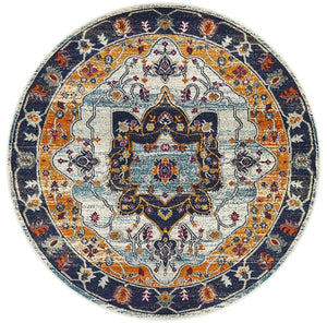 Babil Uruk Bohemian Rust Round Rug - Floorsome - MODERN