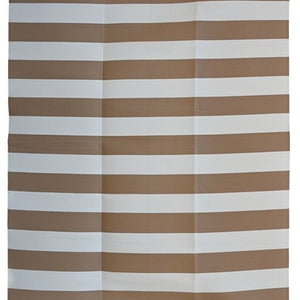 Beige & White Stripes Foldable Waterproof Large Camping Mat - Floorsome - Camping Mat