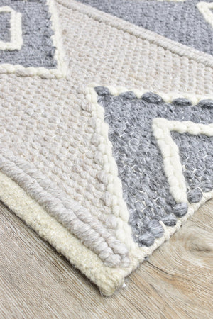 Bengal Grey Handmade Wool and Viscose Rug - Floorsome - FLATWEAVE
