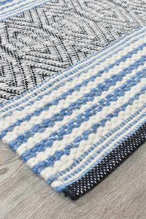 Berber Blue Flatweave Rug - Floorsome - FLATWEAVE