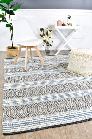 Berber Blue Flatweave Rug - Floorsome - FLATWEAVE