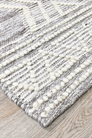 Bihar Natural Handmade Wool and Viscose Rug - Floorsome - FLATWEAVE