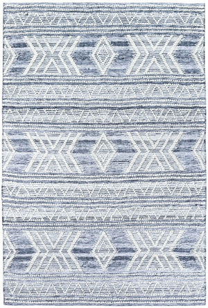 Bihar Silver Handmade Wool and Viscose Rug - Floorsome - FLATWEAVE