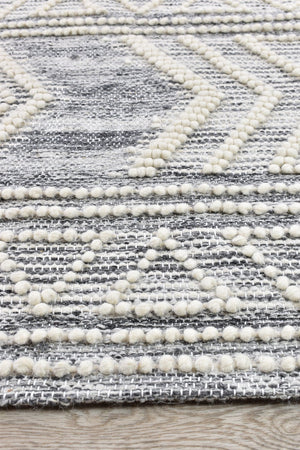 Bihar Silver Handmade Wool and Viscose Rug - Floorsome - FLATWEAVE