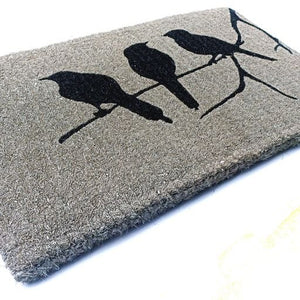 Birds on Branch Black 100% Coir Thick Door Mat - Floorsome - Door Mat