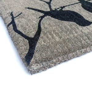 Birds on Branch Black 100% Coir Thick Door Mat - Floorsome - Door Mat