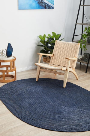 Bondi Navy Oval Rug - Floorsome - BONDI COLLECTION