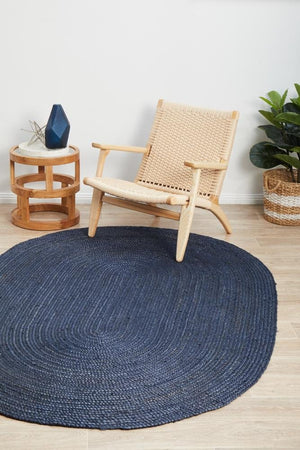 Bondi Navy Oval Rug - Floorsome - BONDI COLLECTION