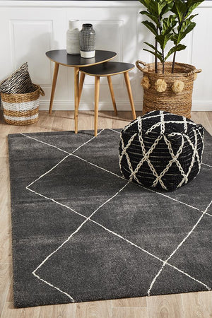 Broadway Jasmine Diamond Charcoal Rug - Floorsome - Modern