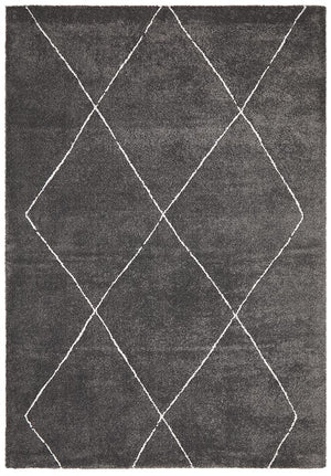 Broadway Jasmine Diamond Charcoal Rug - Floorsome - Modern