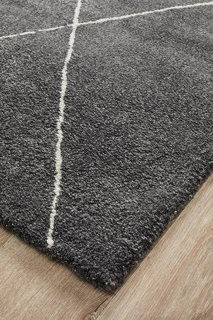 Broadway Jasmine Diamond Charcoal Rug - Floorsome - Modern