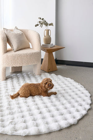 Bubble White Round - Machine Washable Rug - Floorsome - Bubble - Machine Washable Rugs