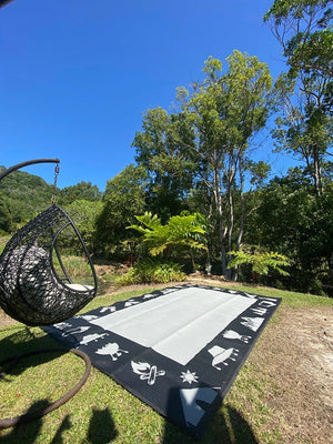 CAMP OZ Recycled Plastic Mat, Black & Grey 4x2.4m - Floorsome - Outdoor Rugs