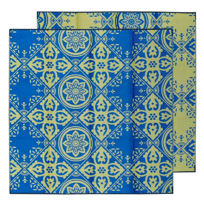 CASABLANCA Recycled Plastic Mat, Royal Blue and Gold 3 x 3m